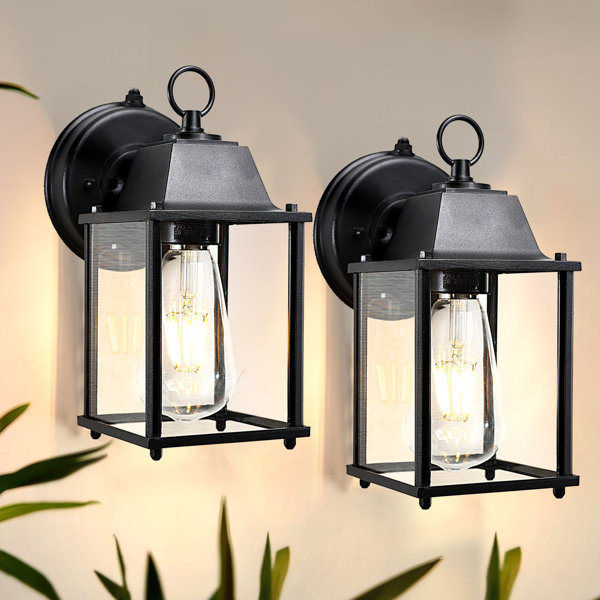 Breakwater Bay Outdoor wall lights dusk to dawn 2 pack porch lamp black